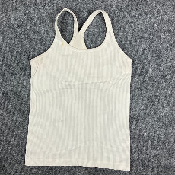 Tank Top Womens Small White Ribbed Racerback Stretch Casual Basic Layering - Picture 1 of 7